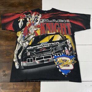 Dale Earnhardt Vintage All Over Print NASCAR Black Knight Shirt Medium